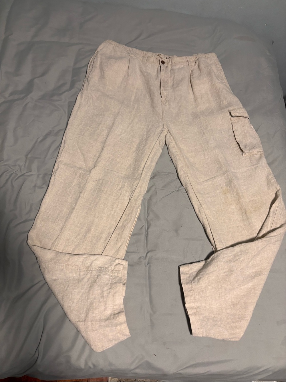 Tommy Bahama Natural Linen Cargo Pants — Light Beige